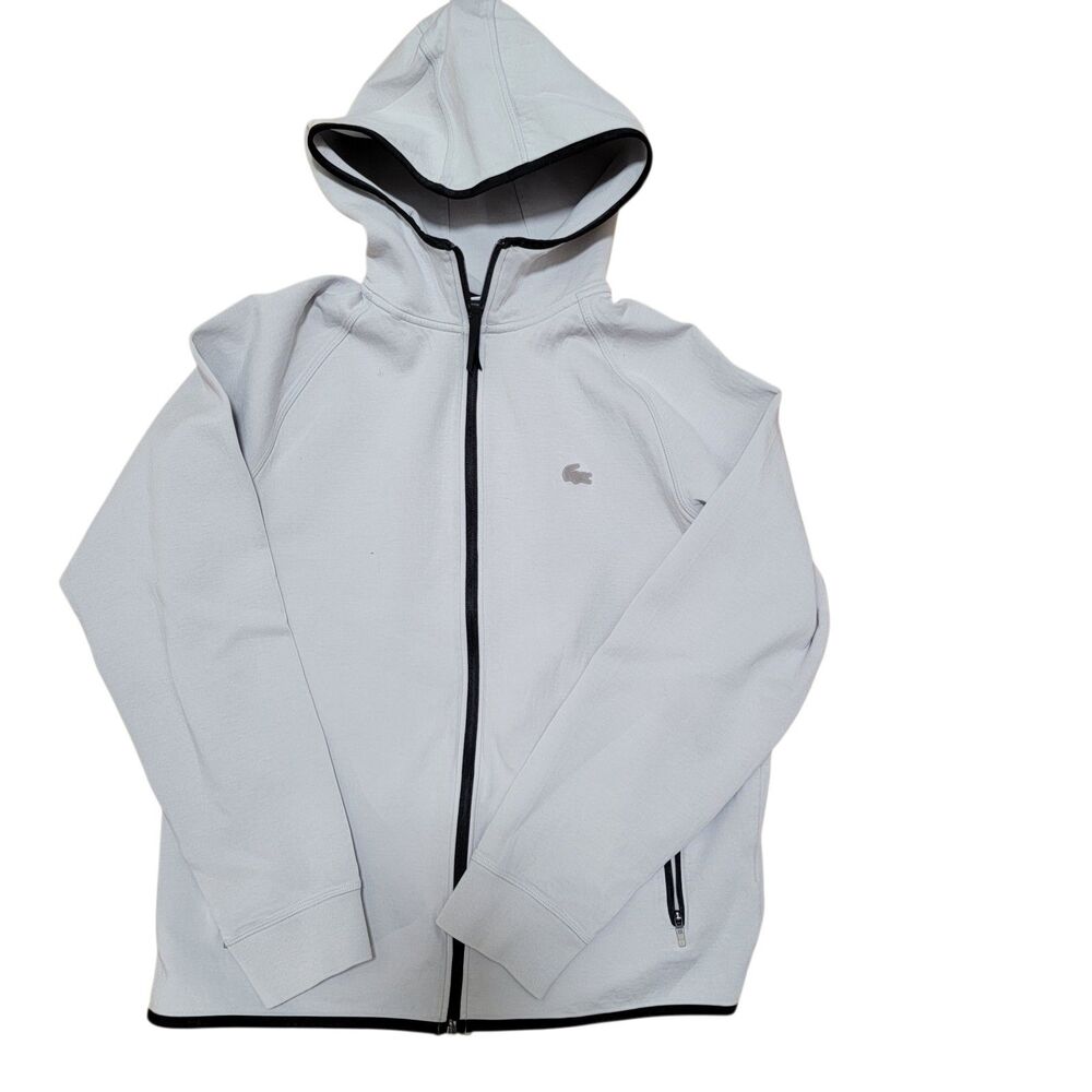 Lacoste Classic Fit Grey Full Zip Hoodie Croc Logo Women's Size S